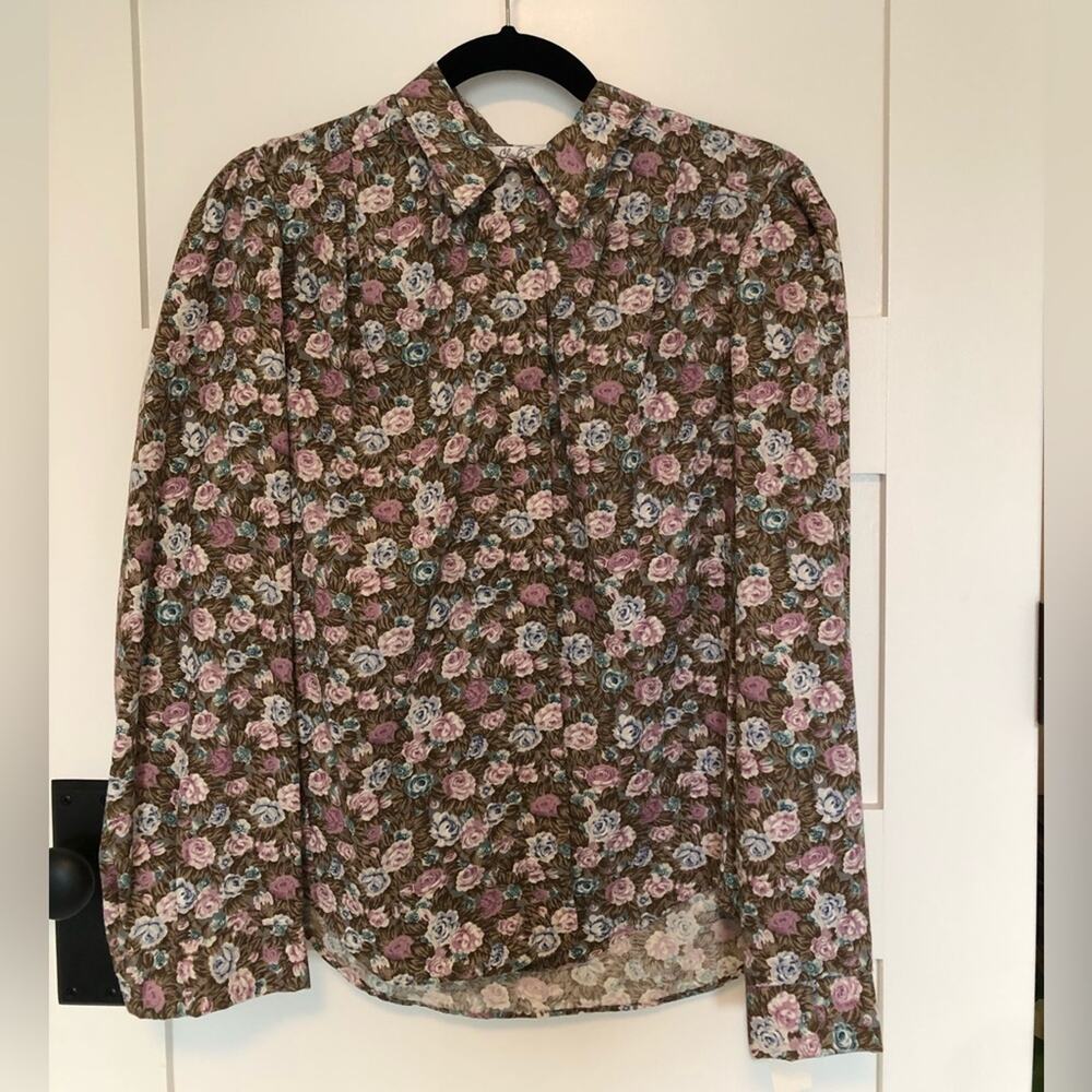 Vintage Cottagecore Long Sleeve Button Down Floral Blouse